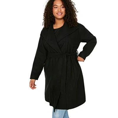 Afbeelding van Trendyol Grijze Jas Met Bontdetail En Capuchon Tbbaw23Aw00007