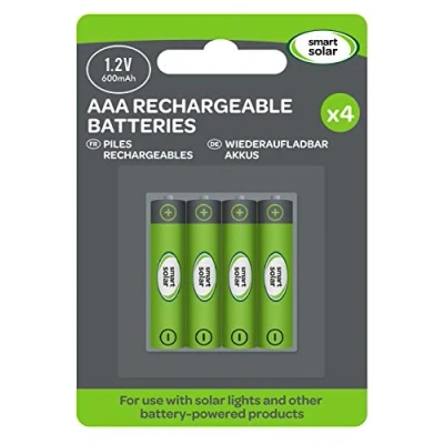 Afbeelding van Ni Mh, AAA, oplaadbare batterijen, 600 mAh, 1,2 V, voor zonneproducten, 4 stuks