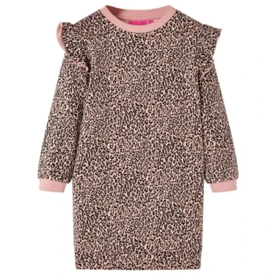 Afbeelding van Kinderjurk met luipaardprint 116 middelroze