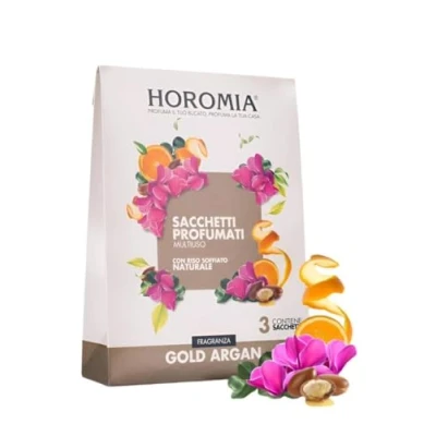 Afbeelding van HOROMIA Set van 3 geurzakjes natuurlijke rijst GOLD ARGAN multifunctionele parfumeurs