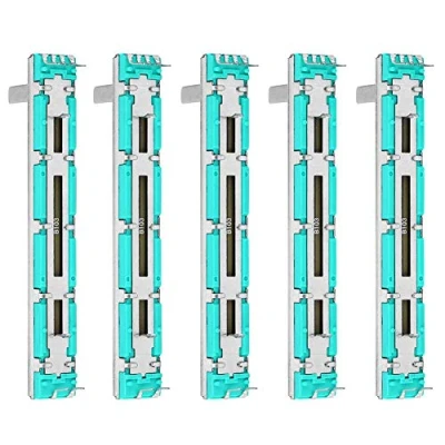 Afbeelding van Garosa 5 delige Schuifpotentiometer 75 mm Mengfaders B10K Dubbelkanaals Rechte Schuifmixerfader Tweekanaals Voor Meerdere Doeleinden B10K,Potentiometer