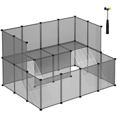 Afbeelding van SONGMICS Verblijf voor Petit Animal, modulaire omheining, grijs LPC004G01