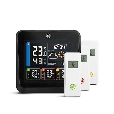 Afbeelding van Marathon London Multi zone weerstation, 3 thermo hygrometers, design kleurendisplay, instelbare achtergrondverlichting, radiogestuurde klok, luchtdruk, geïntegreerd alarm