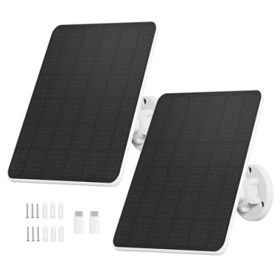 Afbeelding van zonnepaneel voor bewakingscamera, 6 W veiligheidscamera, camera, outdoor, deurbel en buitenverlichting met USB C aansluiting, IP65 3 m kabel, 360 graden instelbare houder (2