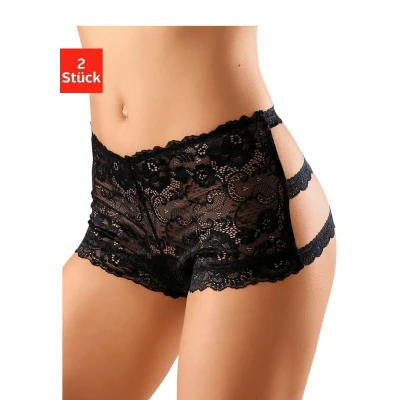 Afbeelding van Lascana Panty Ouvert 2 PACK String, Dames, Maat: 36/38, Black/red