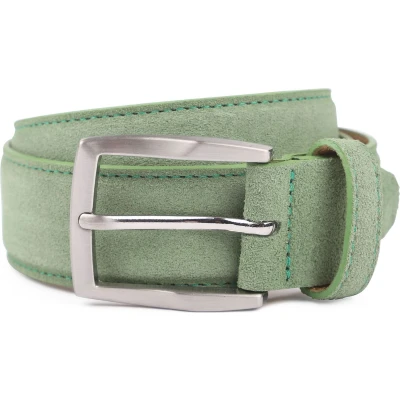 Afbeelding van Suitable Riem Suède Leer Groen maat 95 Heren casual Suede Herenkleding Herenriem