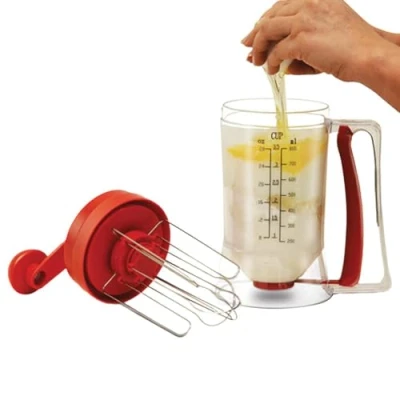 Afbeelding van Beslagdispenser met knijphandvat 900 ml cupcake beslag dispenser pannenkoek fles voor pannenkoeken, cupcake, wafel, muffin mix, crêpe en cake