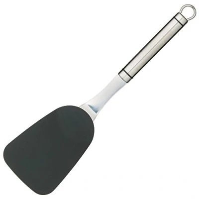 Afbeelding van KitchenCraft Professional Visspatel, Non Stick, Roestvrij Staal, 4,3 x 8,4 32,79 Centimeter, Zilverkleurig/Zwart, KCPROFL