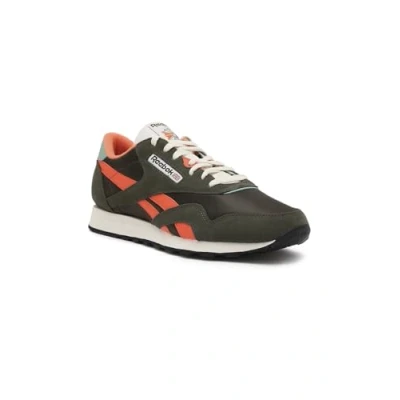 Afbeelding van Reebok Classic Nylon Unisex Sneakers laag, Maat: 44.5, Hunter green/pump orange/vintage chalk Leer en textiel