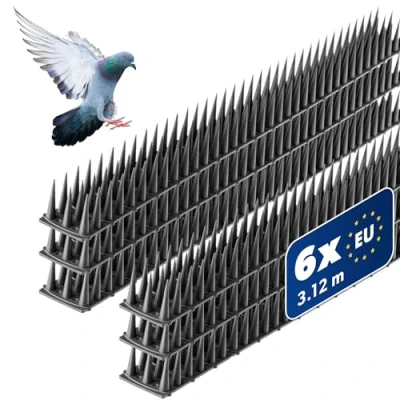 Afbeelding van Vogelafweer van kunststof, 51 x 4 3,5 cm dierenafweer, 3 rijen, spikes voor kat, marter, duif, hek, vensterbank, dak, duivenafweer, vogelbescherming, robuust 6 stuks, Antraciet