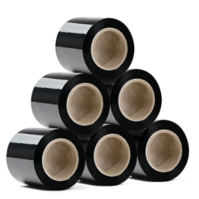 Afbeelding van RAGO® stretchfolie set 6 stuks mini rollen, 130 m, x 210 g, zwarte folie voor meubels, palletfolie, handfolie, wikkelfolie (23 21 8 cm), m lengte