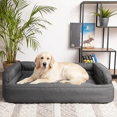 Afbeelding van PillowPrim hondenbed, meubels voor dieren, kattenbed, afneembare overtrek, hondenmand, slaapplaatsen, hondenbank, grafiet, L 78x47 cm