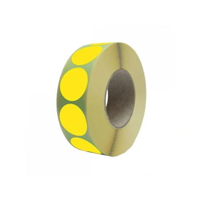 Afbeelding van Etiket Rillprint 25mm 500st op rol fluor geel