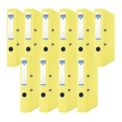Afbeelding van DONAU Premium Folder Slim Pack van 10 / DIN A4 5 cm stuks/Geel/Plastic Cover PP/Carton Papier Sleufmap Kantoormap Ringmap/Groene Dot