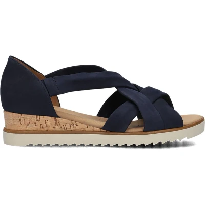 Afbeelding van Gabor Sandalen met sleehak, Dames, Maat: 40, Blue Veloursleer