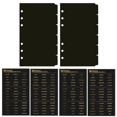 Afbeelding van DY.2ten Zwarte bindmiddelverdelers voor ringband met 6 gaten, 1/6 gesneden tabs, A6 formaat, stevige kunststof verdelers tabbladen school, kantoor, thuis, 2 sets, 12 verdelers,