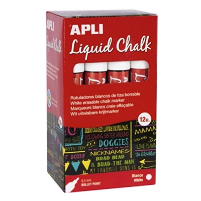 Afbeelding van APLI 15043 Vloeibare krijtstift ronde punt 5,5 mm wit 12 u.