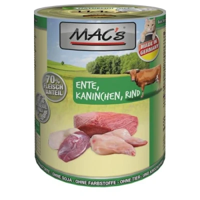 Afbeelding van 6x400g Eend, Konijn &amp; Rund MAC&#039;s CAT Kattenvoer