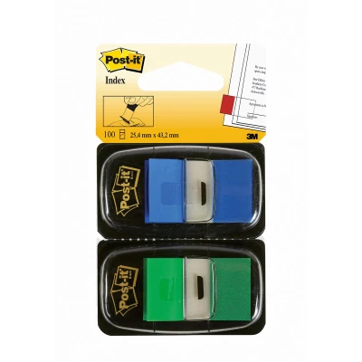 Afbeelding van Post it Index Standaard Duo Pack, 100 Tabs, Groen/blauw