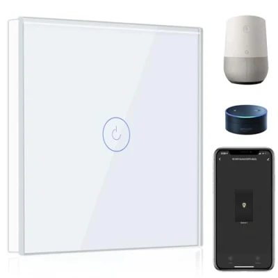 Afbeelding van BSEED Slimme Lichtschakelaar Wit,1 Voudig 1 Weg WiFi Touch Wandschakelaar compatibel met Amazon Alexa en Google Home,APP afstandsbediening,Timerfunctie(vereist neutrale Draad)