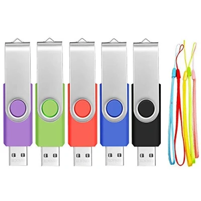Afbeelding van 5 pack 2GB Memory Sticks USB Flash Drive Draaibare 2 GB 2.0 Stick Multi Color Bulk Portable Multipack Pen Drives FEBNISCTE Value Pendrive Data Storage Jump Met Lanyards Familie