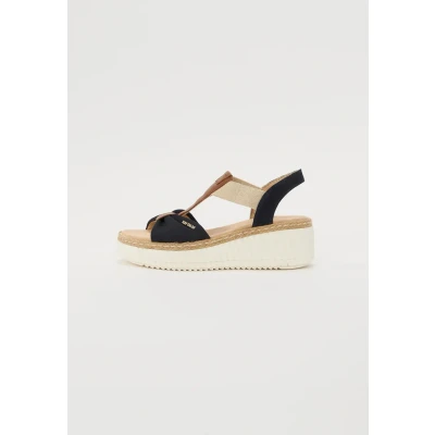 Afbeelding van TOM Tailor Sandalen met enkelbandjes, Dames, Maat: 39, Navy Textiel/ synthetisch