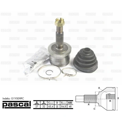 Afbeelding van Homokineet reparatie set, aandrijfas PASCAL G1Y009PC