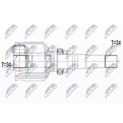 Afbeelding van NTY NPW CT 106 Homokineet Handgeschakelde versnellingsbak, 6 versnellingen Vooras rechts CITROЁN: C3 Aircross II (2R, 2C) 1.6 HDi 92