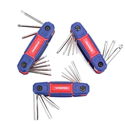 Afbeelding van WORKPRO 24 ST Vouwen Zeskantsleutel Set, Torx en Kogeluiteinde, Metrische Set voor Fietsen Auto Machines Reparatie