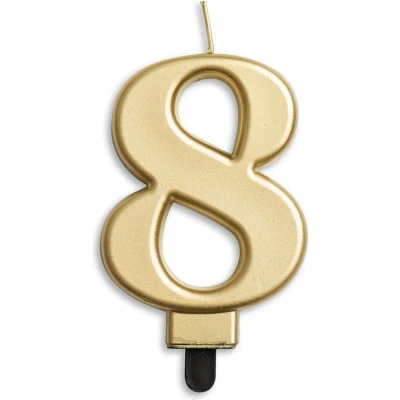 Afbeelding van Kaars 8 jaar Goud Metallic 8cm
