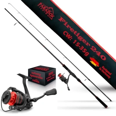 Afbeelding van Paradox Fishing Firetiger Spinhengel 2,40m 15 35g + 3000 haspel Spinhenges voor snoek, baars en snoekbaars