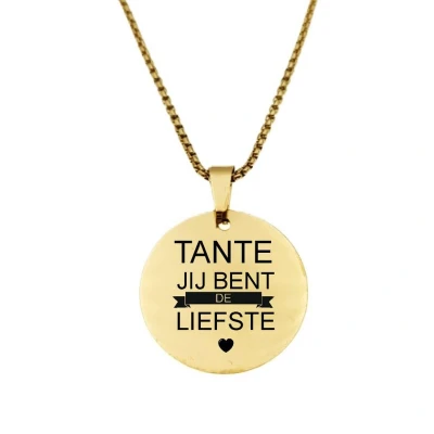 Afbeelding van Ketting RVS Rond Goud Tante Jij Bent De Liefste