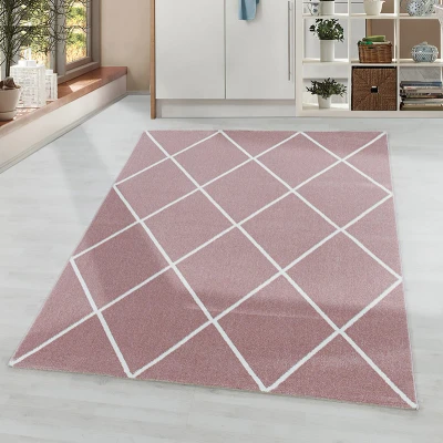 Afbeelding van Laagpolig vloerkleed Smoothly Lines Roze/Wit 80x150cm Adana Carpets