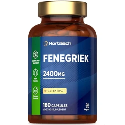 Afbeelding van Fenegriek Pillen 2400mg 180 Veganistische Fenugreek Seeds Capsules Zaad Extrakt Fenegriekzaadextract Hoog Gedoseerd Extract Pills Horbaach