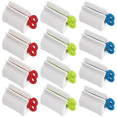 Afbeelding van Saijer Tandpasta Tube Squeezer, 12 stuks tandpastadispenser, knijper, rolling, tubeknijper, tandpasta, uitdrukker voor mosterd, gezichtsreiniger (rood, blauw, groen)