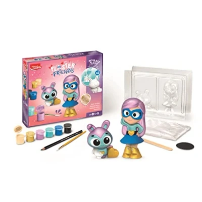 Afbeelding van witte klei, gipsfiguren om te schilderen, dieren en superhelden van klei voor modellering schilderaccessoires, 2 verschillende vormen Maped