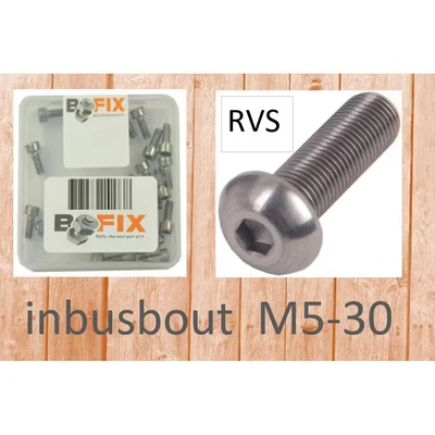 Afbeelding van Bofix Inbusbout M5x30 RVS bolkop (25st)
