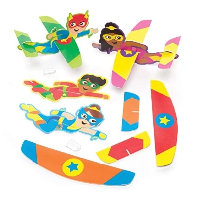 Afbeelding van Baker Ross Glijder sterheld (8 stuks) vliegerspeelgoed, perfect als kleine partyverrassing of cadeau voor kinderen.