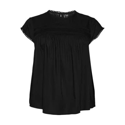 Afbeelding van Vero Moda Curve Vmdebbie Pleat Blouse, Dames, Maat: 52, Black