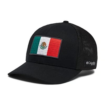 Afbeelding van Columbia Unisex volwassenen PFG Fish Flag Mesh Ball Cap High Sluiting, Zwart/Zwart/Mexico visvlag, S M, M