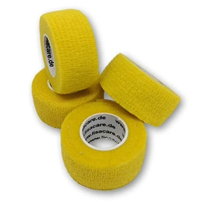 Afbeelding van LisaCare Vingerpleister zelfklevend elastische, waterbestendige, stof en vet vuilafstotende pleister geel 4 rollen à 2,5 cm x 4,5 m