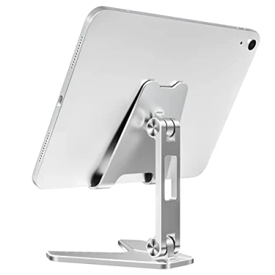 Afbeelding van MoKo Cell Phone Stand, Adjustable Aluminum Stand for Desk, Sturdy Phone/Tablet 4 11&quot;, Fits iPhone 14 Pro Max/14, iPad Air 4/Mini 6 2021, 11 2022, 10.2 10th Silver