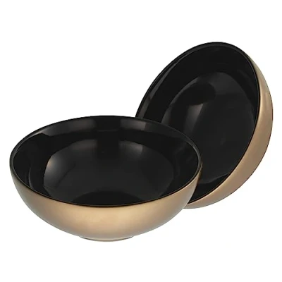 Afbeelding van CreaTable, 25852, serie GOLDEN DAYS, zwart, 2 delige serviesset, mueslikom van aardewerk, vaatwasser en magnetronbestendig, kwaliteitsproductie