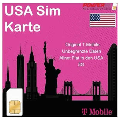 Afbeelding van Prepaid SIM kaart USA 50GB 5G / LTE onbeperkte oproepen en sms in de VS 30 dagen
