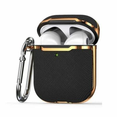 Afbeelding van AirPods 1/2 hoesje Hardcase Plated series Zwart + Goud Optimale bescherming voor jouw