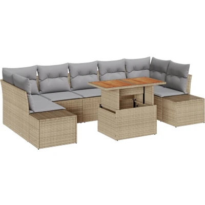 Afbeelding van vidaXL Tuinbank Set van 8 Natuurlijk beige, grijs