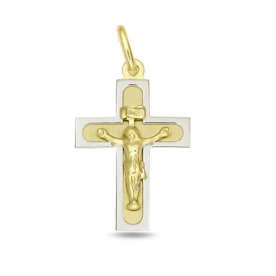 Afbeelding van Juwelier Zwartevalk 14 karaat gouden bicolor kruis hanger 14.283