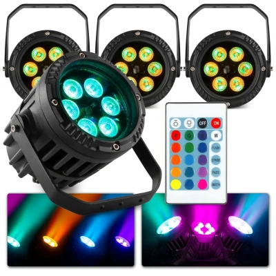 Afbeelding van BeamZ set van 4 BWA63 AluPars Waterdichte LED pars 6x 3W
