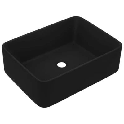 Afbeelding van vidaXL Wastafel Gootsteen Badkamerwastafel Wasbak Basin Badkamerwasbak Bak Wastafels Badkamerwastafels Wasbakken Badkamerwasbakken Keramiek Matzwart