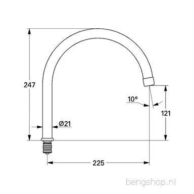 Afbeelding van Grohe bovenuitloop sprong 225 mm chr.